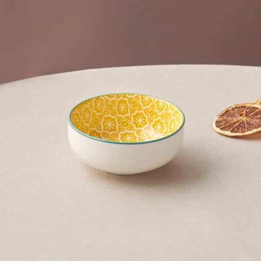 Karaca Karaca Floral Yellow Round Snack Bowl 10cm | 153.03.08.2974 - Home & Kitchen - Lebanon