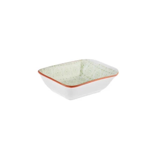 Karaca Karaca Floral Green Rectangle Snack-Saucer Bowl 11cm | 153.03.08.2995 - Home & Kitchen - Lebanon