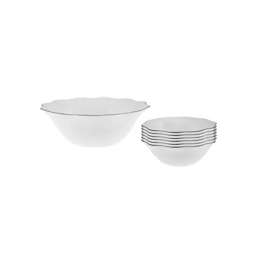 Karaca Karaca Lina 7Pcs Opal Salad-Service Set – 6Pcs Salad Bowls 16cm – 1Pc Serving Bowl 23cm | 153.03.06.8132 - Home & Kitchen - Lebanon