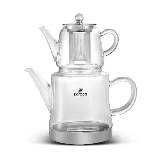Karaca Karaca Dora Midi Borosilicate Glass Teapot, 1.8L Drinker + 0.45L Teapot + Teapot LID | 153.03.08.0603 - Home & Kitchen - Lebanon