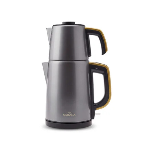 Karaca Karaca Retro Anthracite Stainless Steel Tea Machine, 1650W, 1.8L Drinker, 0.95L Teapot + Teapot LID – Silver | 153.03.06.4850 - Home & Kitchen - Lebanon