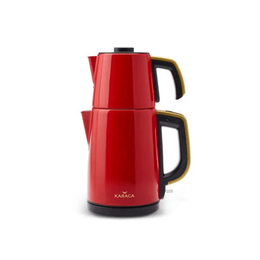 Karaca Karaca Retro Anthracite Stainless Steel Tea Machine, 1650W, 1.8L Drinker, 0.95L Teapot + Teapot LID – Red | 153.03.06.4847 - Home & Kitchen - Lebanon