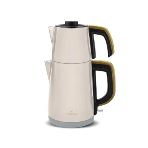 Karaca Karaca Retro Anthracite Stainless Steel Tea Machine, 1650W, 1.8L Drinker, 0.95L Teapot + Teapot LID – Cream | 153.03.06.4848 - Home & Kitchen - Lebanon