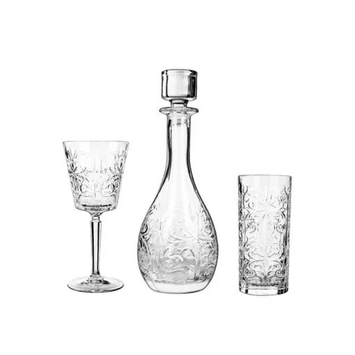 Karaca Karaca Jenna 24Pcs Gold Glass, 12 Soft Drink Glass 15cm – 540ML + 12 Glasses 23.5cm – 390ML | 153.03.08.1644 - Home & Kitchen - Lebanon