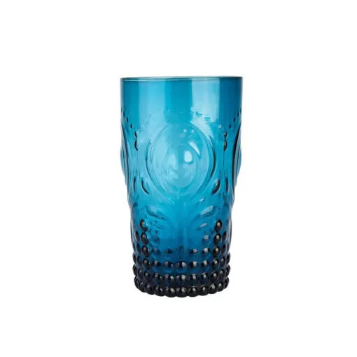 Karaca Karaca Camila Blue Beverage Glass, 10cm | 153.03.08.0232 - Home & Kitchen - Lebanon