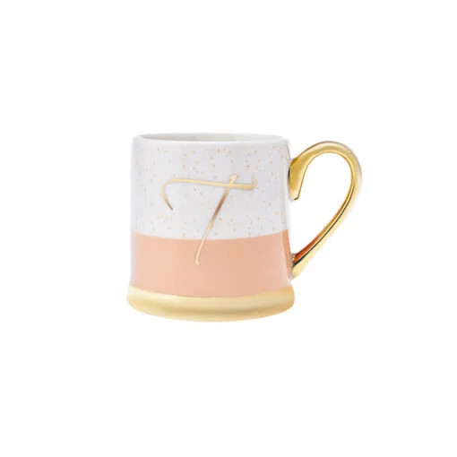 Karaca Karaca Porcelain 330ML Mug With Letter T | 153.03.06.1626 - Home & Kitchen - Lebanon