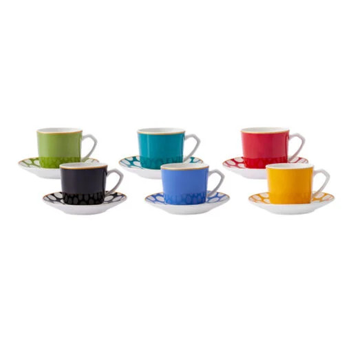 Karaca Karaca Polka Set of 6 Dot Coffee Cups, 80ML | 153.03.06.9951 - Home & Kitchen - Lebanon