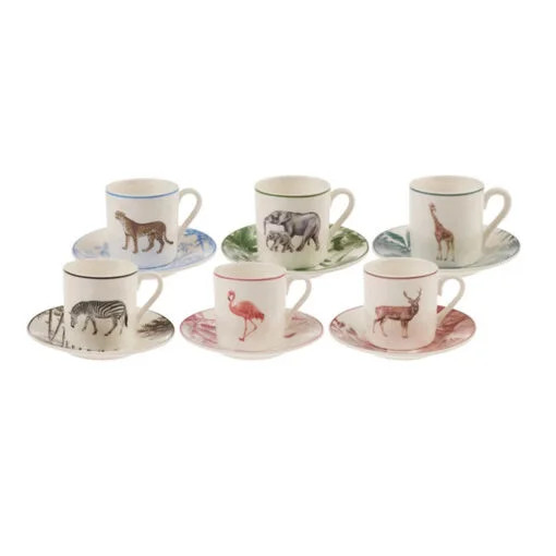 Karaca Karaca Jungle Set of 6 Coffee Cups, 80ML | 153.03.06.4676 - Home & Kitchen - Lebanon
