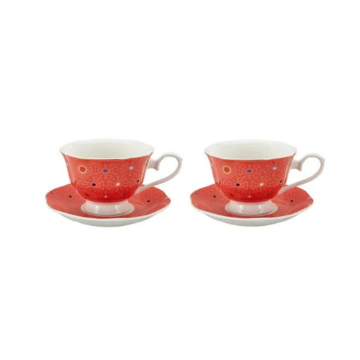 Karaca Karaca Set of 2 Moroccan Tea Cups Red | 153.03.07.5586 - Home & Kitchen - Lebanon