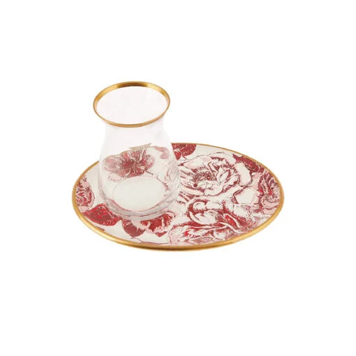 Karaca Karaca Rosa Set of 6 Tea Cups Red | 153.03.06.2032 - Home & Kitchen - Lebanon