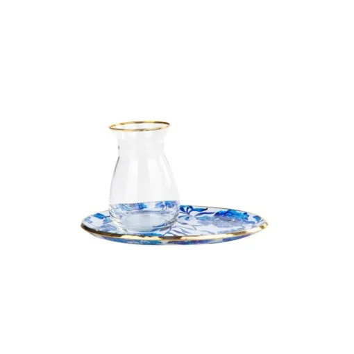 Karaca Karaca Rosa Set of 6 Tea Cups Blue | 153.03.06.2033 - Home & Kitchen - Lebanon