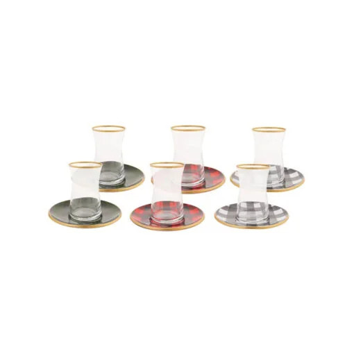 Karaca Karaca Ekose Set of 6 Tea Cups | 153.03.06.4618 - Home & Kitchen - Lebanon