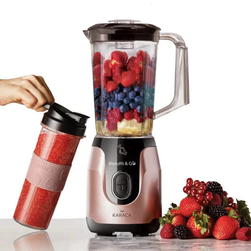 Karaca Karaca Blend-Fit Go Smoothie Blender Set Rose Gold, 1L – 550W | 153.03.06.6424 - Home & Kitchen - Lebanon
