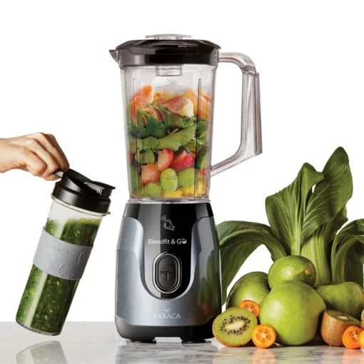 Karaca Karaca Blend-Fit Go Smoothie Blender Set Anthracite, 1L – 550W | 153.03.06.6422 - Home & Kitchen - Lebanon