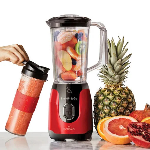 Karaca Karaca Blend-Fit Go Smoothie Blender Set Red, 1L – 550W | 153.03.06.6427 - Home & Kitchen - Lebanon