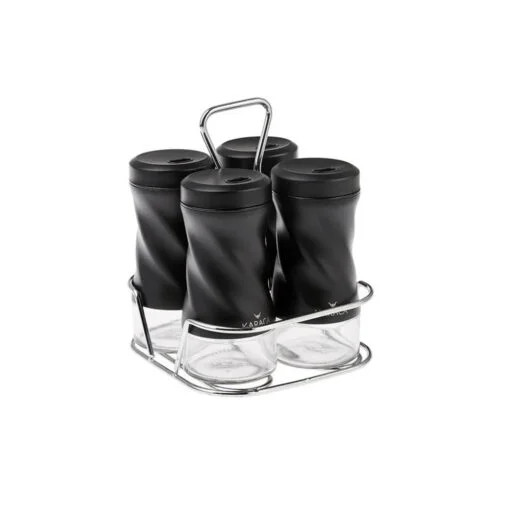 Karaca Karaca Tottori Black 5Pcs Square Spice Jar Set | 153.03.06.4741 - Home & Kitchen - Lebanon
