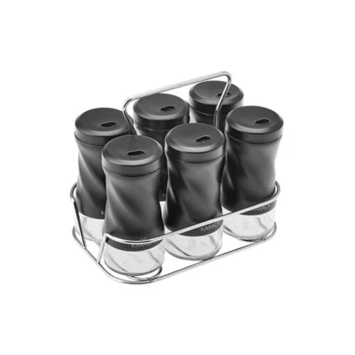 Karaca Karaca Tottori Black 7Pcs Rectangular Spice Set | 153.03.06.4742 - Home & Kitchen - Lebanon