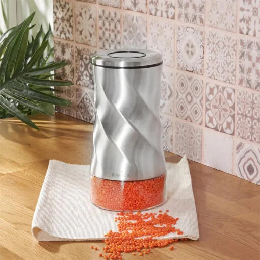 Karaca Karaca Tottori Inox Vacuum Glass Storage Container Medium | 153.03.06.4721 - Home & Kitchen - Lebanon