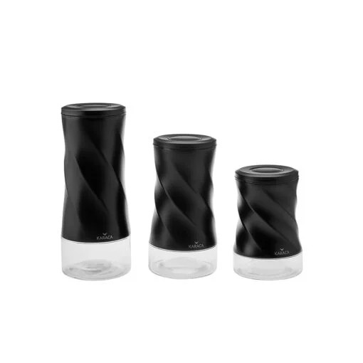Karaca Karaca Tottori Black Vacuum Glass Storage Container S-M-L | 153.03.06.4737 - Home & Kitchen - Lebanon
