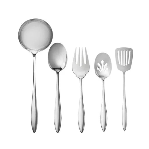 Karaca Karaca New Costa 5Pcs Service Set Boxed [Ladle + Perforated Spatula + Serving Spoon + Pasta Spoon + Fork | 153.03.08.1453 - Home & Kitchen - Lebanon