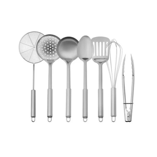 Karaca Karaca All In One 7Pcs Service Set [Strainer 33.8×11.7cm – Colander 23cm – Ladle 32cm – Serving Spoon 32cm – Slotted Spatula 29cm – Beater 13.5cm – Table | 153.03.06.7303 - Home & Kitchen - Lebanon