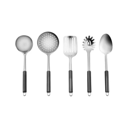 Karaca Karaca Apricot Master Black 5Pcs Service Set 1Pc Colander 33cm – 1Pc Ladle 32cm – 1Pc Slotted serving spoon 33.5cm – 1Pc Slotted Spatula 33.5cm – 1Pc Pasta Spoon 31.5cm | 153.03.08.2895 - Home & Kitchen - Lebanon