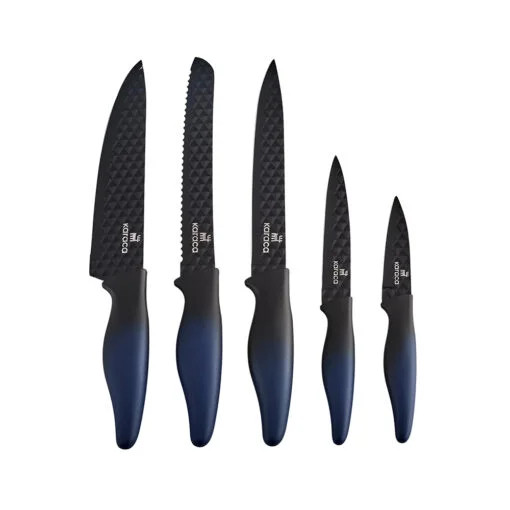 Karaca Karaca Theia Blue 5Pcs Knife Set 20cm Chef’s Knife – 20cm Slicing Knife – 20cm Bread Knife – 13cm Chopping Knife – 9cm Paring Knife | 153.03.09.0012 - Home & Kitchen - Lebanon