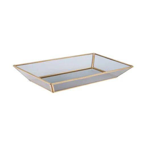 Karaca Karaca Home Line Glass Tray, 30x18cm, Black Gold | 300.21.02.0169 - Home & Kitchen - Lebanon
