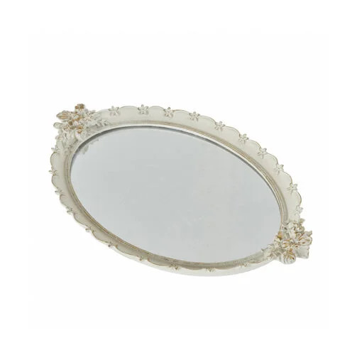 Karaca Karaca Home Romance Decorative Tray Polysterine, White 44x28x35cm | 300.22.02.0026 - Home & Kitchen - Lebanon