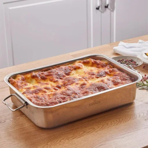 Karaca Karaca Mutfaksever Steel Lasagna Pan – 30x21cm | 153.03.08.1161 - Home & Kitchen - Lebanon