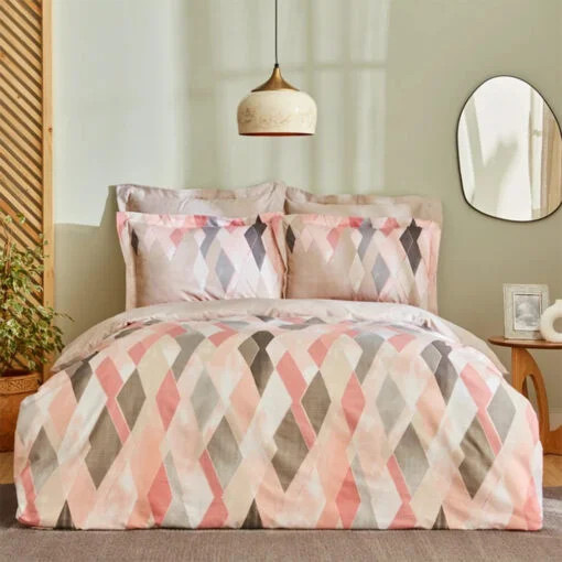 Karaca Karaca Home Lauro Double 100% Cotton – Satin Duvet Cover Set Powder | 200.22.02.0002 - Home & Kitchen - Lebanon