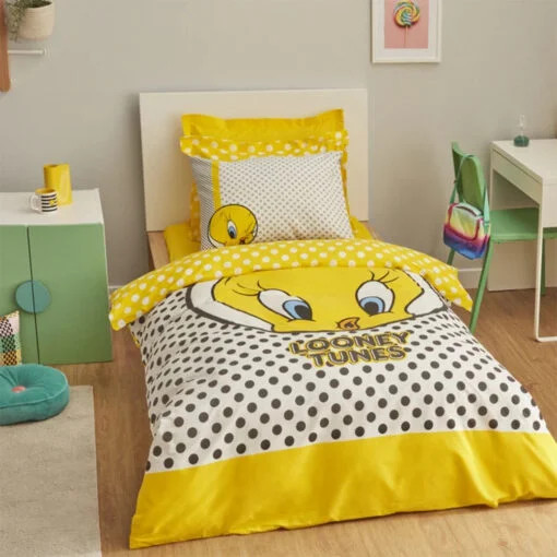 Karaca Karaca Home Looney Tunes Tweety 100% Cotton Single Duvet Cover Set | 203.12.01.0001 - Home & Kitchen - Lebanon