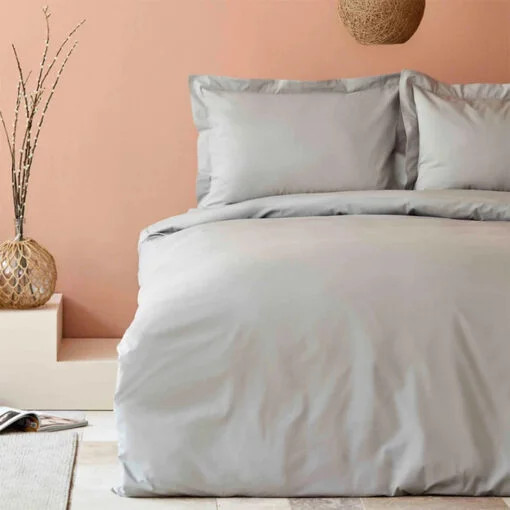 Karaca Karaca Home Back To Basic Grey 100% Cotton Single Duvet Cover Set | 200.18.01.0061 - Home & Kitchen - Lebanon
