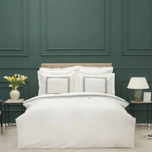 Karaca Karaca Home White Collection Sierra Double Percale Duvet Cover Set | 200.21.01.0063 - Home & Kitchen - Lebanon