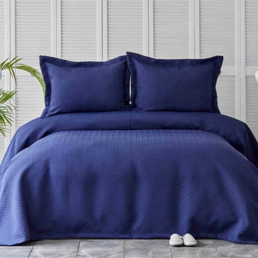 Karaca Karaca Home Charm Bold Navy Blue Single Bedspread Set | 200.17.01.0162 - Home & Kitchen - Lebanon