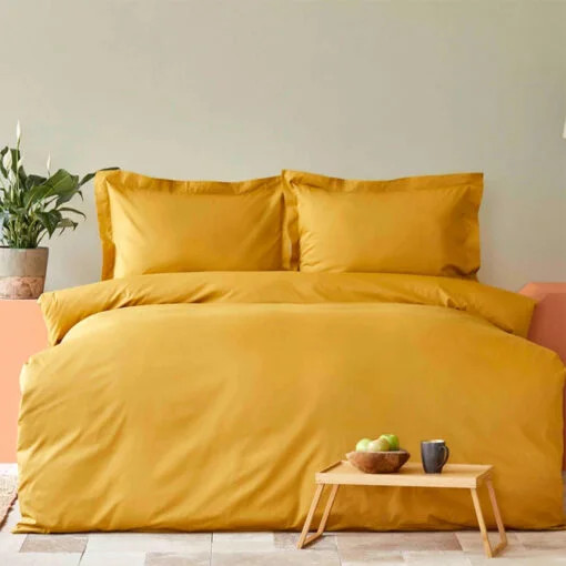 Karaca Karaca Home Back To Basic Light Mustard 100% Cotton Single Duvet Cover Set | 200.18.01.0944 - Home & Kitchen - Lebanon
