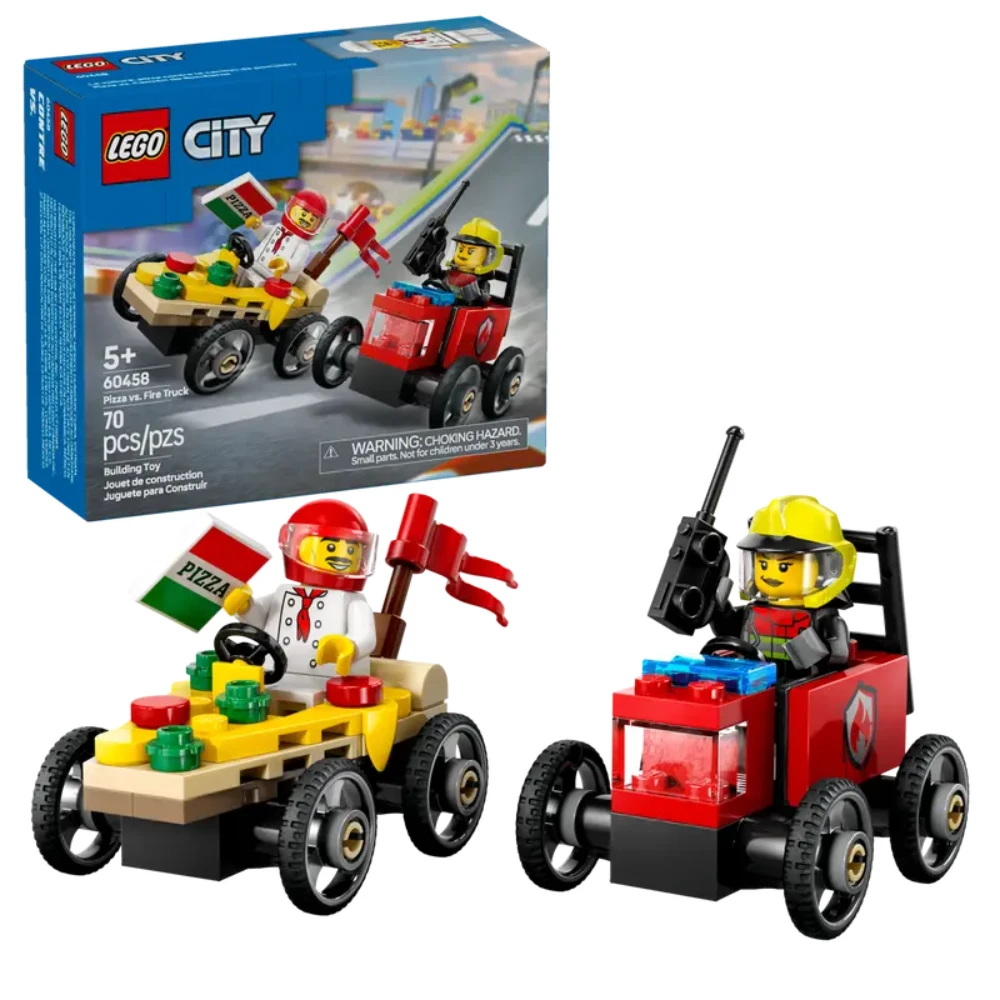 LEGO 60458 Pizza VS. Fire Truck Race Car Pack