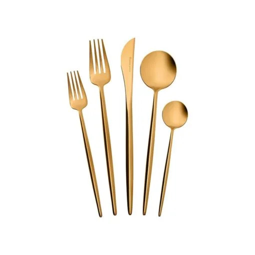Karaca Karaca Jupiter 60Pcs Cutlery Set With Box, Matte Gold | 153.03.08.1916 - Home & Kitchen - Lebanon