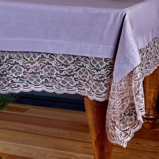 Karaca Karaca Home Juliet Dusty Rose Lace Table Cloth 160x240cm | 200.14.01.0149 - Home & Kitchen - Lebanon
