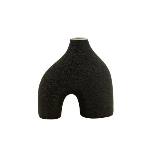 Karaca Karaca Home Cassie Black Stoneware Ceramic Vase 17.5cm | 153.09.01.2171 - Home & Kitchen - Lebanon
