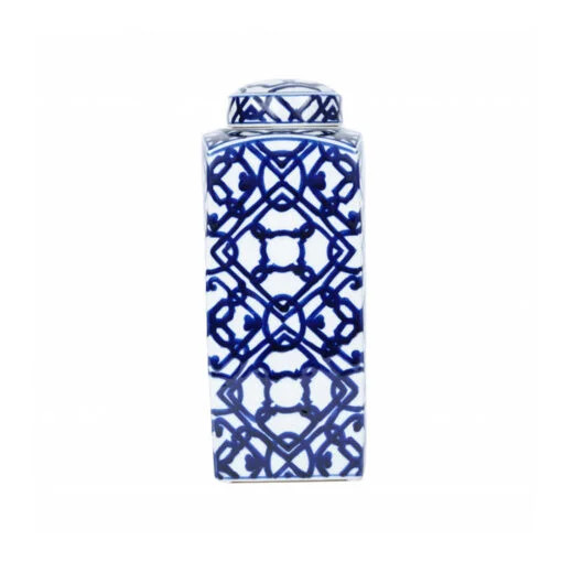 Karaca Karaca Home Deco Blue White Ceramic Rectangular Cube 37cm | 300.21.02.0176 - Home & Kitchen - Lebanon