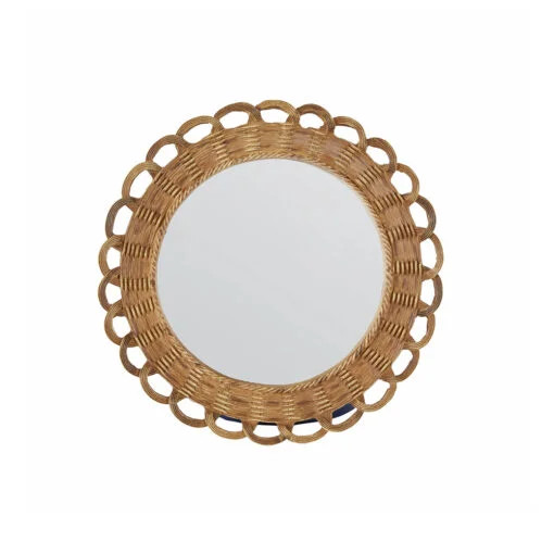 Karaca Karaca Home Melanie Knitted Wicker Look Wall Mirror Polysterine – 20cm | 300.22.02.0018 - Home & Kitchen - Lebanon