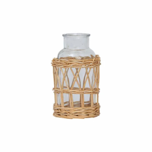 Karaca Karaca Home Melanie Wicker Glass Vase 20cm | 300.22.02.0045 - Home & Kitchen - Lebanon