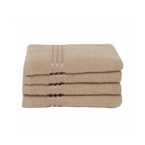 Karaca Karaca Home Stripe 4Pcs Face Towels Set 50x90cm Beige | 200.21.01.0730 - Home & Kitchen - Lebanon