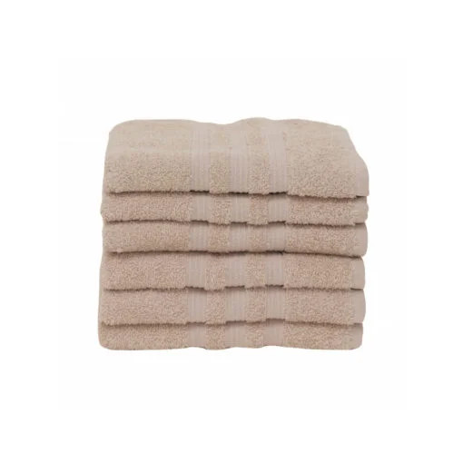 Karaca Karaca Home Road 100% Cotton 6Pcs Face Towels Set 50x90cm Beige | 200.21.01.0738 - Home & Kitchen - Lebanon