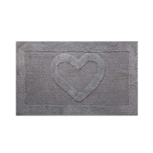 Karaca Karaca Home Heart Grey Bath Mat 60x100cm | 160.02.01.0468 - Home & Kitchen - Lebanon