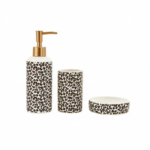 Karaca Karaca Home Wild 3Pcs Bathroom Set Leopard | 300.23.01.0209 - Home & Kitchen - Lebanon