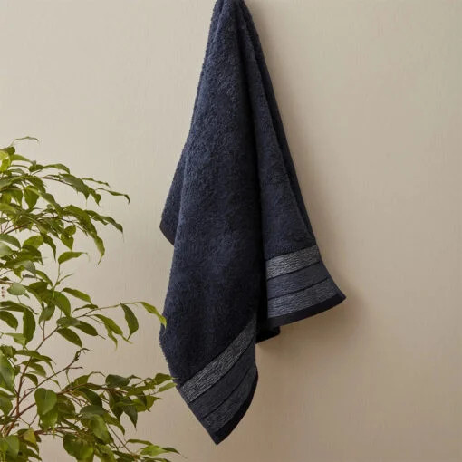 Karaca Karaca Home Denim Waves 100% Cotton Face Towels 50x90cm Blue | 200.22.14.0241 - Home & Kitchen - Lebanon