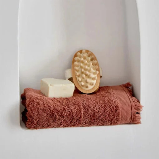 Karaca Karaca Home 4 Elements 100% Cotton Face Towels Fire 50x90cm Terracotta | 200.18.01.0723 - Home & Kitchen - Lebanon