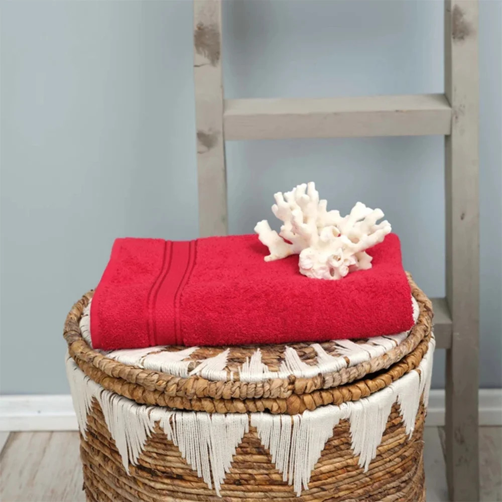 Karaca Karaca Home Daily Soft 100% Cotton Bath Towels 70x140cm Red | 200.20.01.0218 - Home & Kitchen - Lebanon